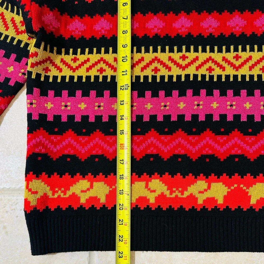 kate spade sweater S elephants hearts bright colors long sleeve wool blend 90’s